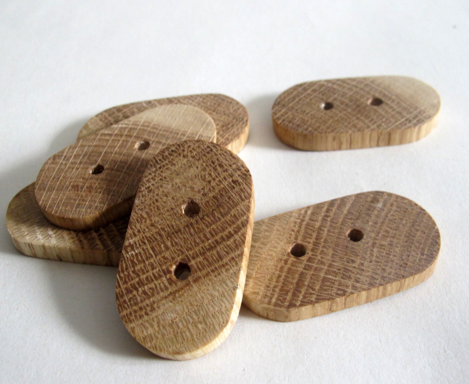 Set of 6 Oval Buttons Oak Wood Buttons Rustic Wooden