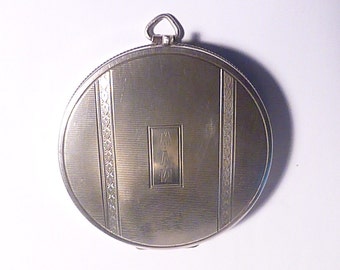 Antique silver compact mirrors R BLACKINGTON & CO novelty fob powder compact monogram initials M V W silver wedding anniversary 25th gifts