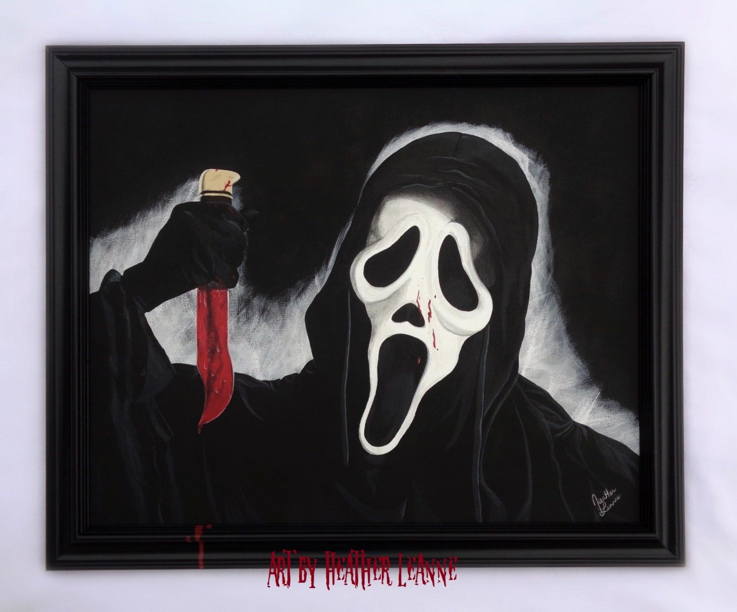 16x20 canvas Ghostface painting Horror Art by ArtByHeatherLeanne