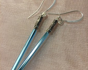 Glossy Sky Blue Lightsaber Earrings, Lightsaber, Star wars, Skywalker, Star wars Jewelry, Handmade, Earrings