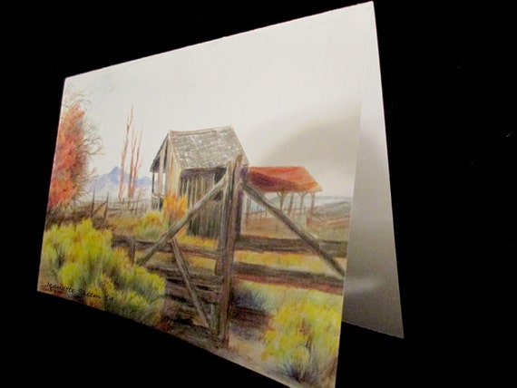 At Porter Rockwell Ranch, Utah, colored pencil card print