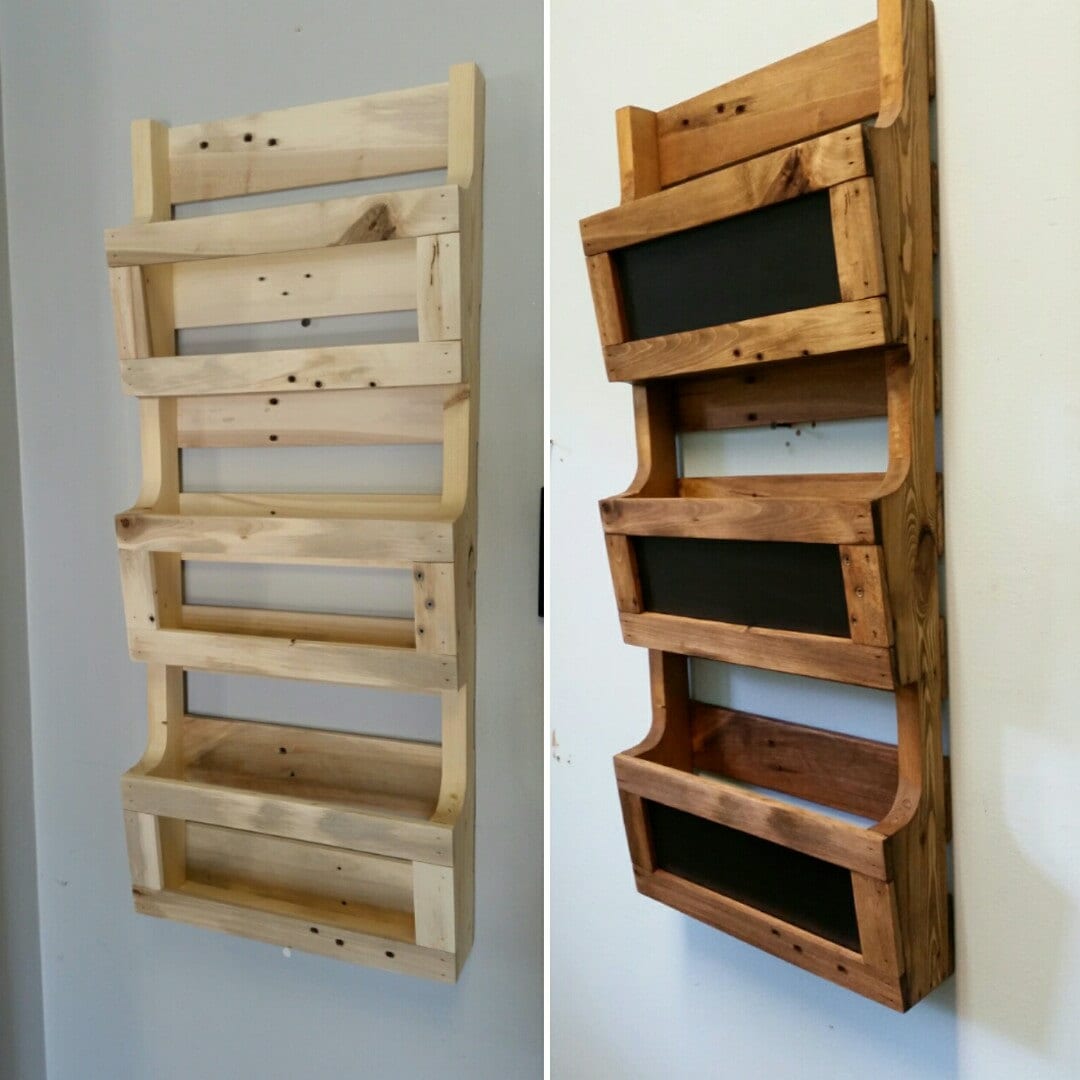 Reclaimed Pallet Wood 3 Pocket Vertical Wall Organizer with