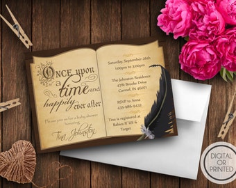 Story Book Baby Shower Invitation, Book Themed Baby Shower Invitation, Once Upon a Time Baby Shower Invitations, Library, Fairy Tale