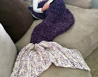 Mermaid Tail Blanket, Mermaid Blanket, Crochet Mermaid, Purple Mermaid, Mermaid Blanket Child, Adult Mermaid Blanket, Gift for Her,