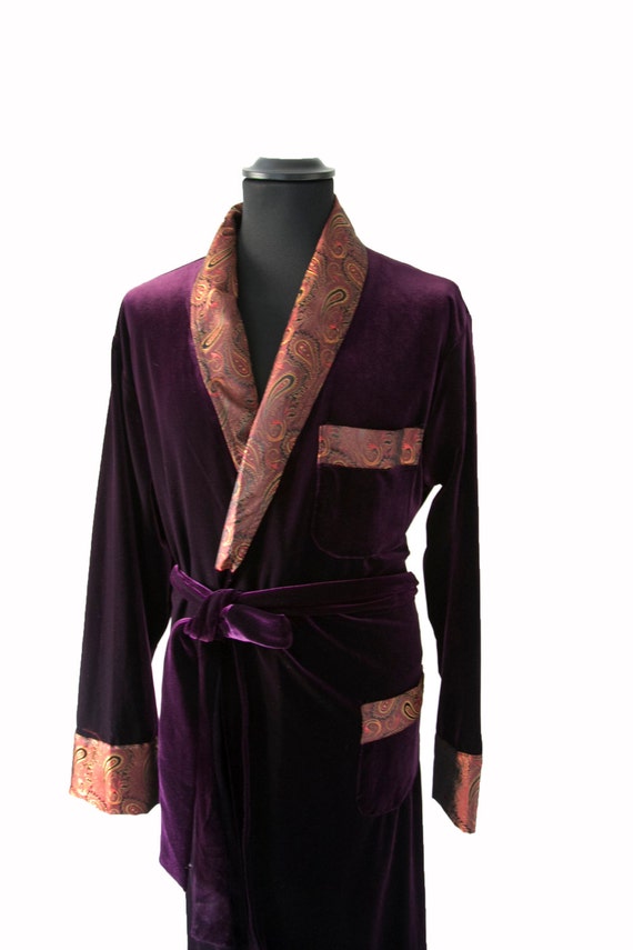 VELVET Morning Robe Housecoat Long Men Dressing Gown in Silk