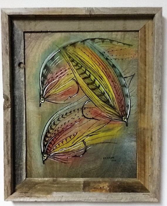 Saltwater Flies Woodburning by DPKrupaAnglingArt on Etsy