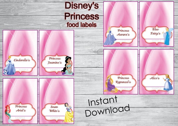 Instant Download Disney's princess food labels by GoAlis