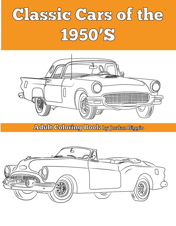 Classic Cars of the 1950's : Adult Coloring Book Digital