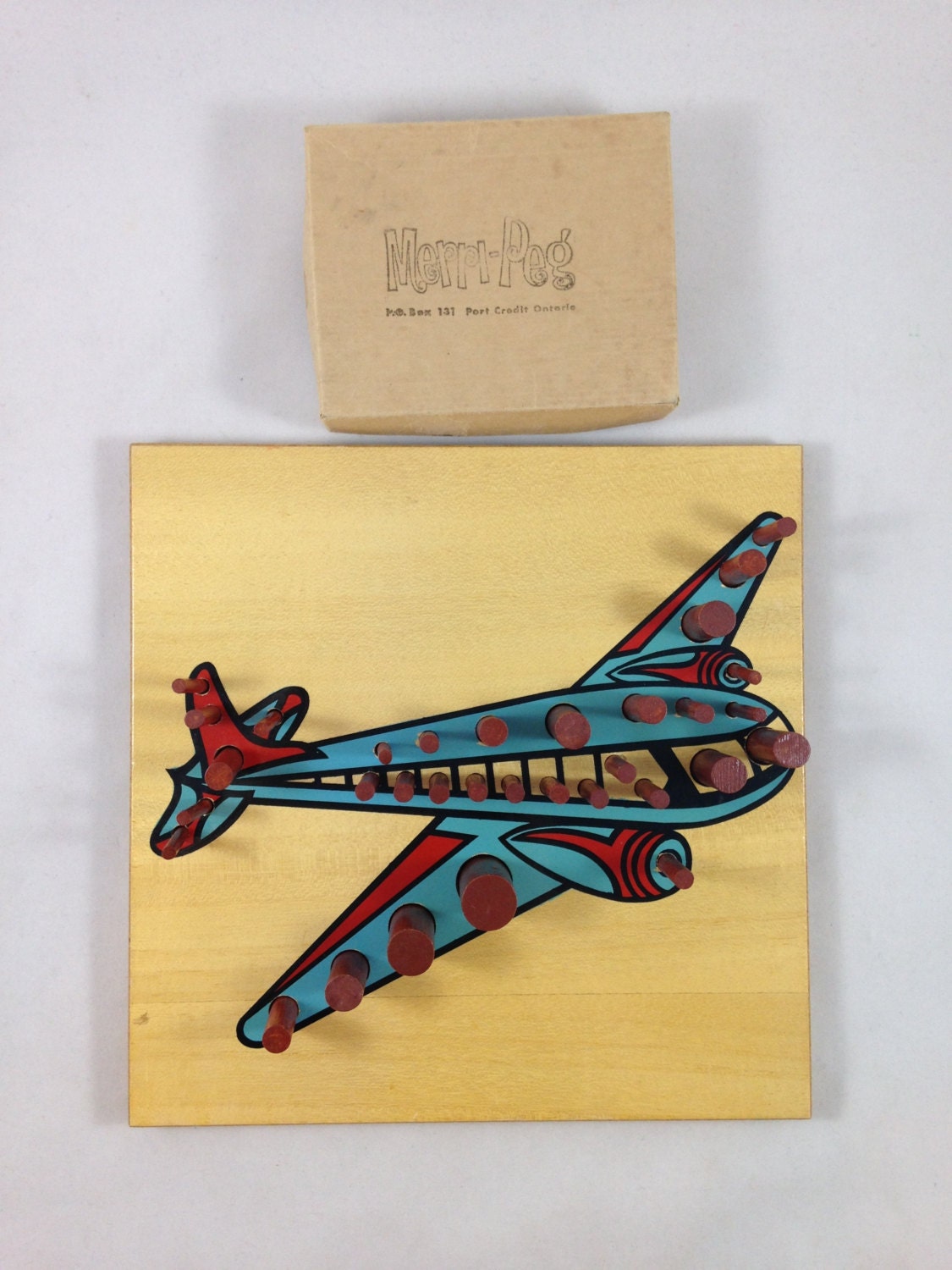 Vintage Wooden Peg Puzzle Educational Peg Board Toy Wood