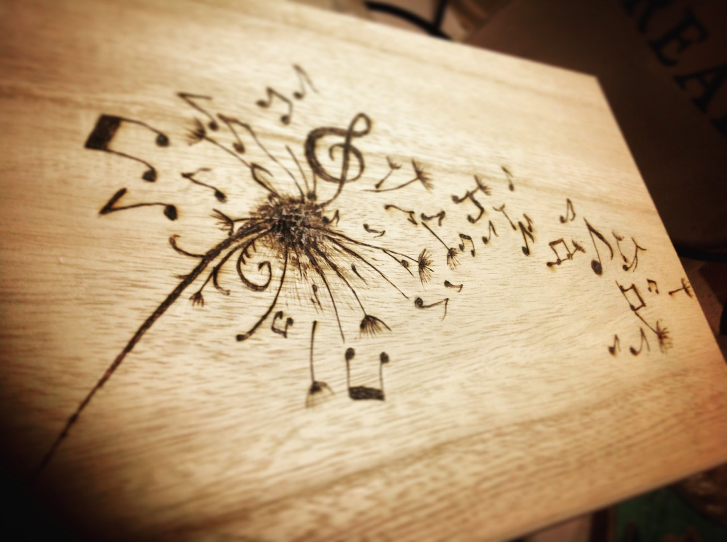 Dandelion musical notes wooden box personalised box make a