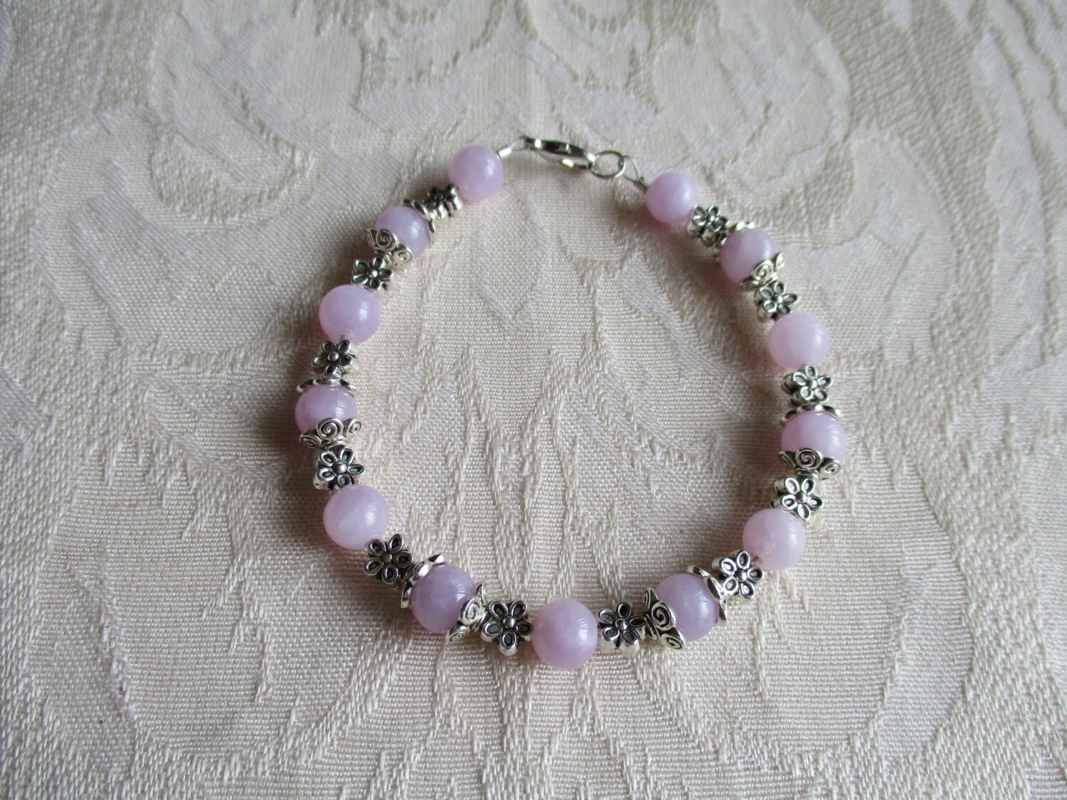 Lilac Flower Bracelet Purple Beaded Bracelet Gift for Her