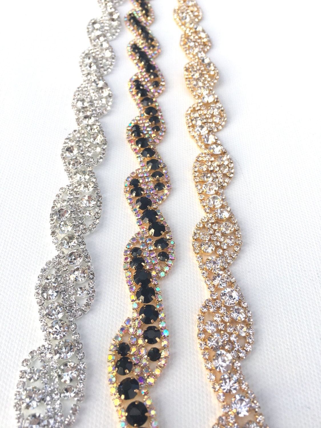Gold Crystal Rhinestone Trim by the Yard Wholesale gold