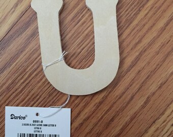 Unfinished Wood Letter, Letter U, Darice 3 inch Wood Letter U, Unfinished Wood Shape, DIY Woodburning Surface, Wood Letters