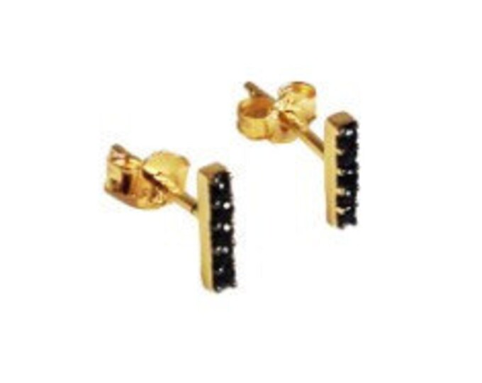 Black CZ Mini Bar Stud Earring