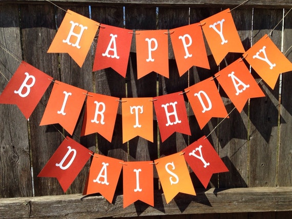 Happy Birthday Banner. Personalized birthday banner. Orange