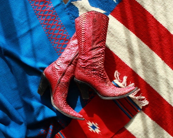 mens red snakeskin cowboy boots