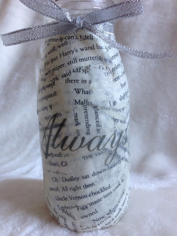 Items similar to Harry Potter Always paper mache glass vase with ribbon