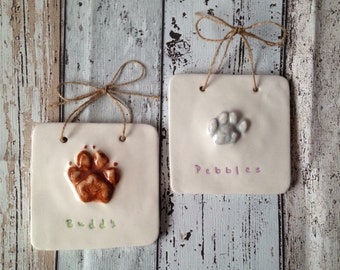 Ceramic Pawprint Tile: Cats/Small Dog size
