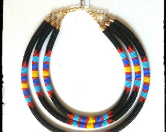 Zulu necklace, Maasai necklace, Bead necklace, Beaded necklace, white necklace, African necklace, Kenyan Necklace, South African necklace
