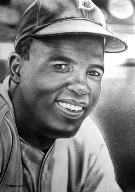 Jackie Robinson Dodgers Hall of Famer Giclée Canvas by HobrechtArt