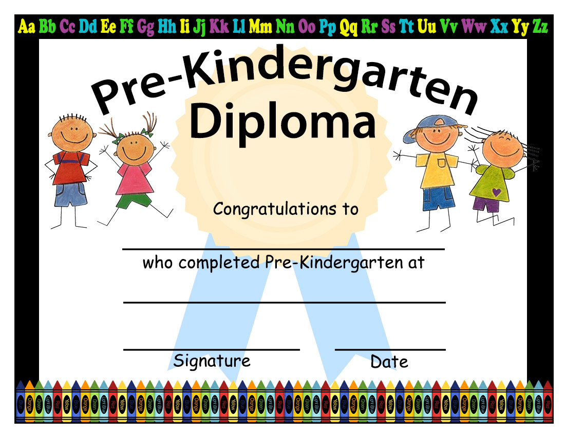 PreKindergarten Graduation Diplomas Blank Graduation