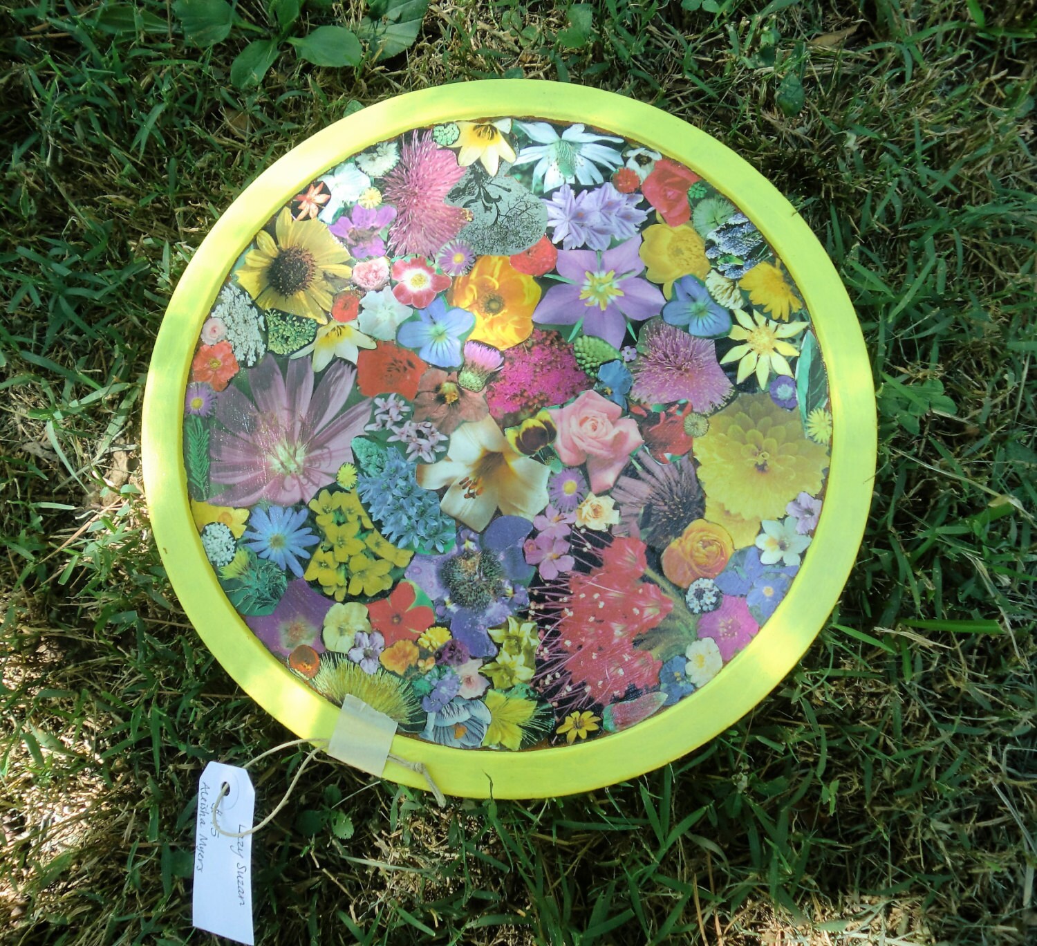 Lazy Susan upcycle handmade flowers collage lazy by ohstufnfluf