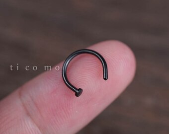 nose hoop nose piercing simple base 18g 18 gauge nose ring surgical steel black