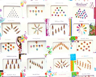 50 Bindi Packs -Bollywood Tika Tikka BINDIS / Temporary Tattos, Temporary tattoos, Bindi Jewelry forehead tikka Gems Bellydance
