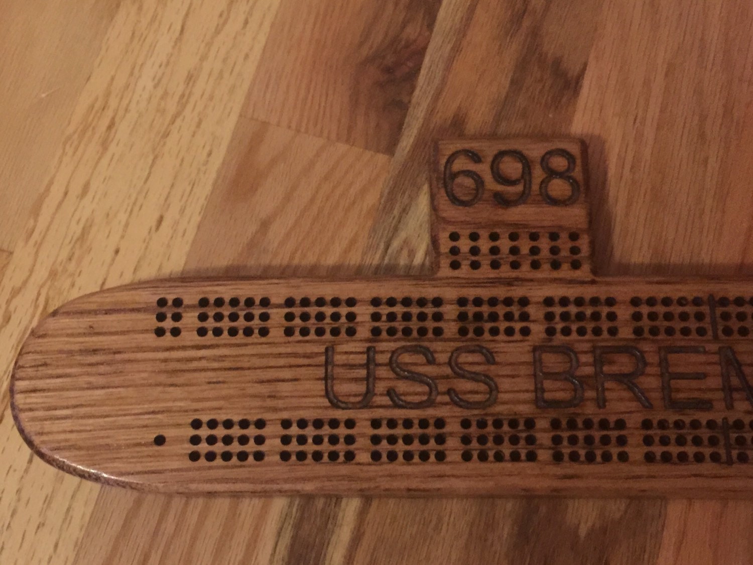 Small Custom Submarine Solid Hardwood Cribbage Board