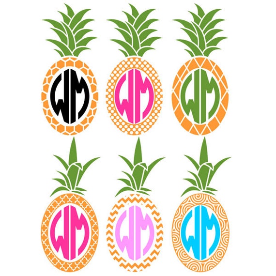 Pineapple Monogram Cuttable Designs SVG DXF EPS use with