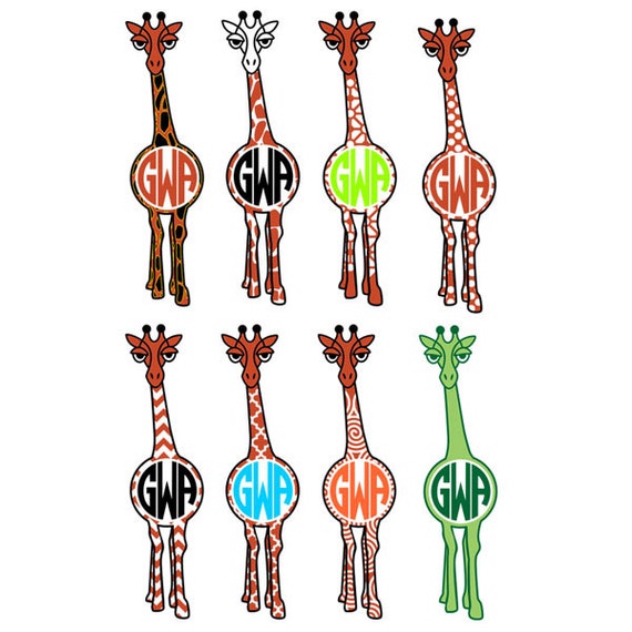 Download Giraffe Cuttable Design Monogram SVG DXF EPS use by CuttableSVG