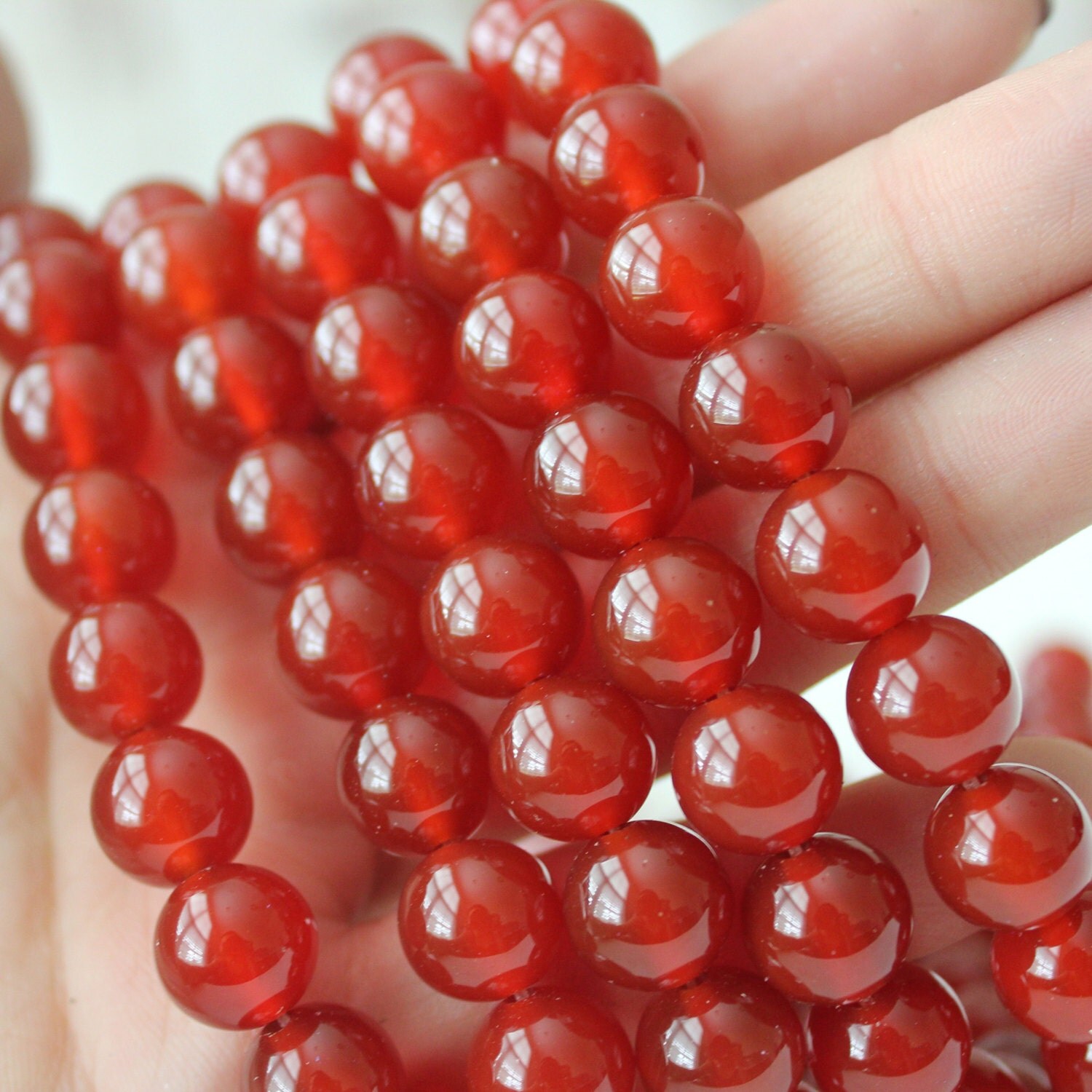 Red Carnelian Beads 10mm Round Full Strand AA Quality USA