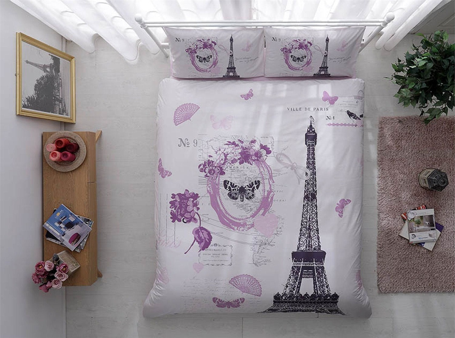 Paris Eiffel Tower Twin Full Double Queen Bedding by YildizHome