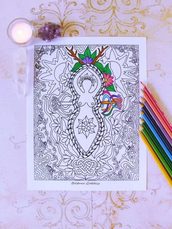 Beltane Art Pagan Coloring Page Printable by GoddessMandala
