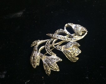 Marquisite flower brooch