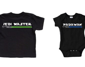 Daddy and Baby Matching Daddy and Son Shirts Jedi Master and Padawan Star Wars Baby Star Wars Father Son Daddy Star Wars Shirt Jedi Padawan
