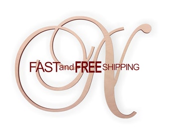 Wooden Monogram Letter "N" - Large or Small, Unfinished, Cursive Wooden Letter - Perfect for Crafts, DIY, Weddings - Sizes 2" to 36"