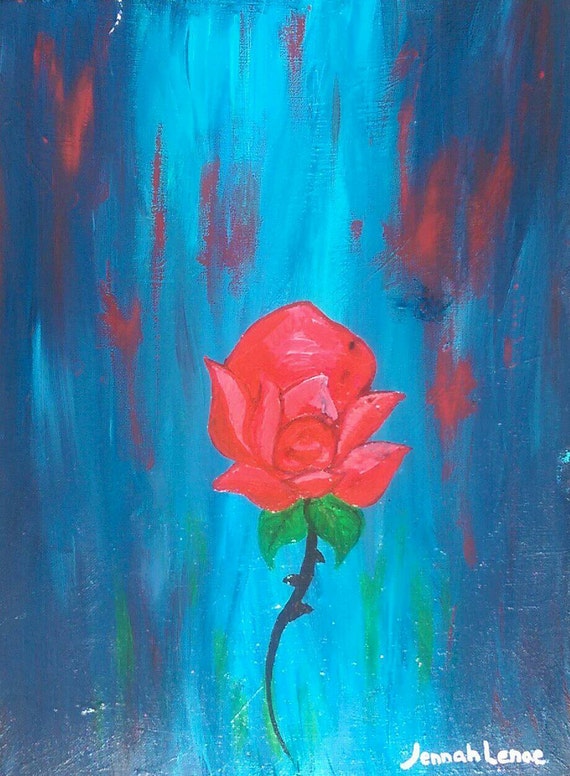 Beauty and the Beast Acrylic Painting Enchanted Rosewall art
