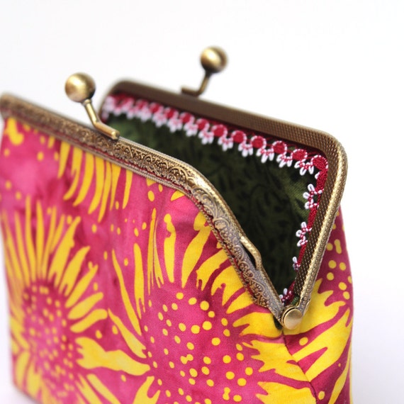 Kiss lock purse Sunflowers Kiss lock cosmetic bag Mom gift