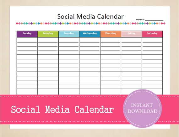 social media calendar social media post planner printable