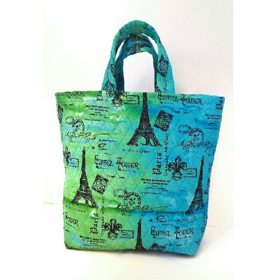Large tote bag quilted Eiffel Tower Paris fabric by JAMLEEWicks