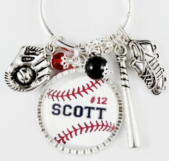 Personalized Baseball Keychain Boys Baseball by PeachTreeMemories