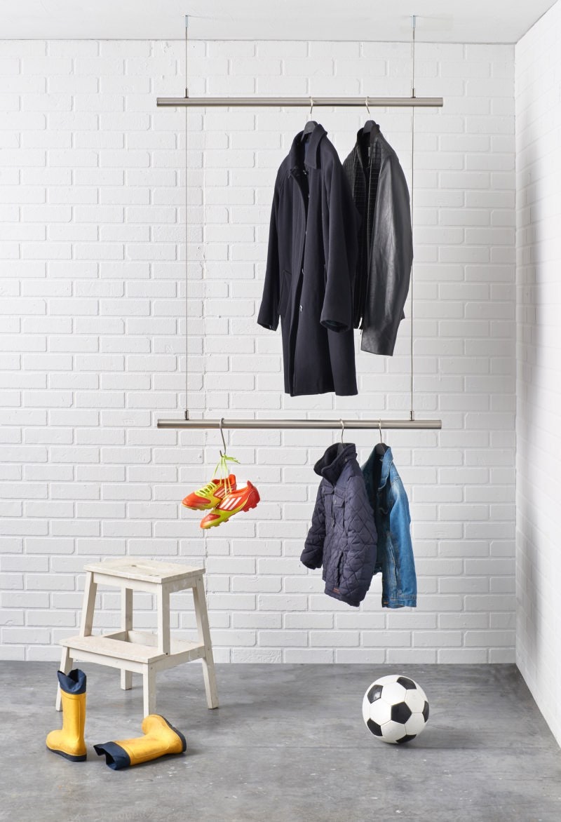 airjust ® TWIN Kleiderstange für die Decke. Die stylische