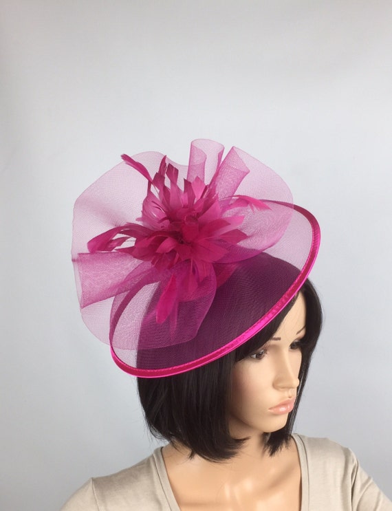 Fuchsia Pink Fascinator Hot Pink crinoline fascinator on