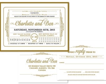 Art Deco Wedding Invitation Set (priced per 25)