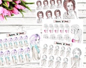 Boho girls Addon illustration planner stickers boho