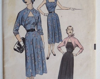 Vintage 50's Dress n Bolero Jacket Advance Pattern 6316 Size 14 Bust 32.