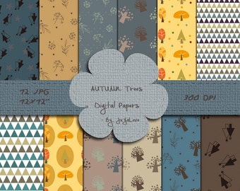 80% OFF SALE , Autumn Digital papers , Digital Paper , Scrapbooking papers , Digital Background ,Trees Digital papers ,Scandi digital papers