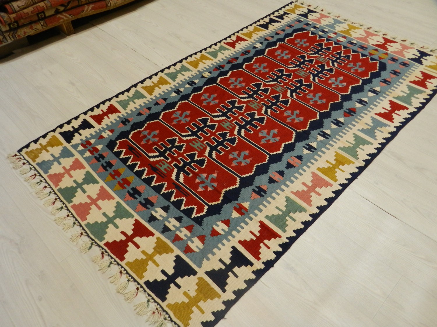 Vintage Kilim Rug 3'2 x 5'6 Bright Color