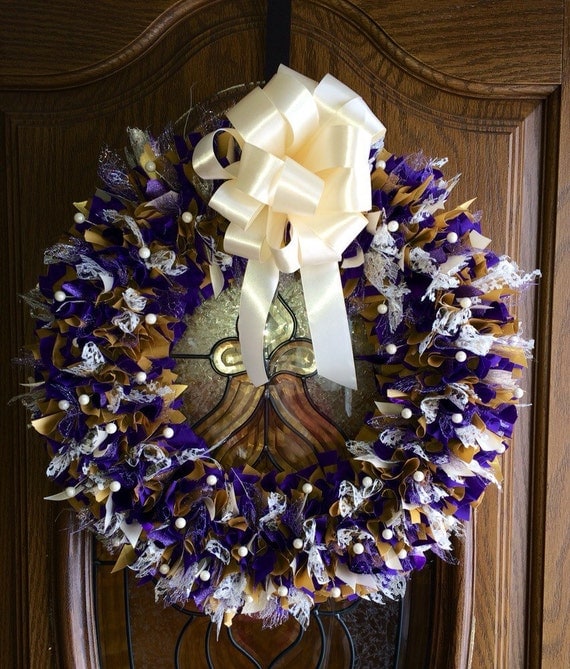 16" Purple and Gold Wreath